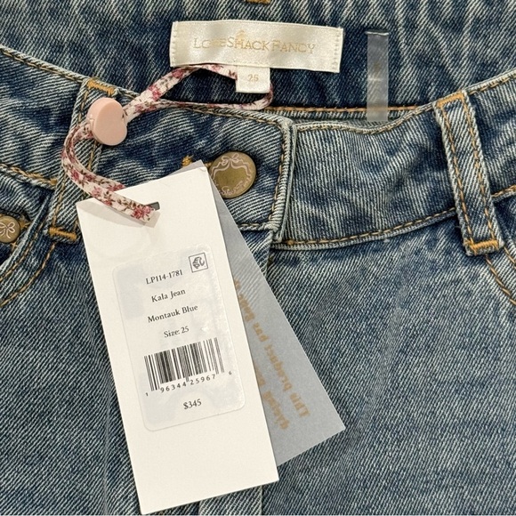 Love Shack Fancy Kala Flare Jeans High Rise Bow Detail Montauk Blue Size 25 New - Picture 13 of 15